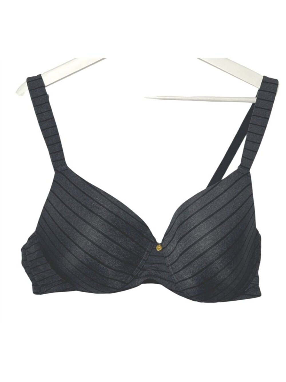 Ashley Stewart Womens Plus Size 38D Black Gray Striped Bra